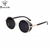 DRESSUUP STEAMPUNK Retro REVESTIMIENTO para hombre Vintage Gafas de sol redondas hombres mujeres Diseñador de la marca Gafas de sol Gafas Feminino