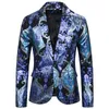 Blazer blanco azul con estampado de Cachemira para hombre, novedad de otoño 2019, chaqueta ajustada con un botón para hombre, chaqueta para fiesta, boda, novio, graduación, Homme257P