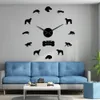 Borzoi Mirror Effect Stickers Numbers Time Clock Russian Wolfhound Large Wall Decoration DIY Clock Russkaya Psovaya Borzaya Gif244F