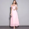 الأشرطة السباغيتي للسيدات مثيرة قبالة الكتف التطريز المساء Prom Elegant Long Runway Dresses