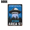 UFO Storm 51 Area Retro Tin Sign Wall Affischer Art Vintage Målning Personlighet Custom Metal Plaque Decor6712954