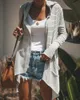 Мода женская тонкая длинная причина полосатый рукав пальто хлопчатобумажная куртка ветровая ветровка пиджака кардиган осенняя одежда