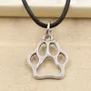 Nouveau mode tibétain argent pendentif chien patte collier tour de cou charme noir cordon en cuir prix usine bijoux faits à la main