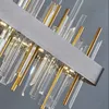 Neue rechteckige Kronleuchter Beleuchtung Luxus moderne gebürstete Gold/Schwarz Edelstahl Lampe kreative Design Leuchten für Esszimmer LLFA