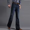 Heren Big Flared Men's Jeans Boot Gesneden been losse fit high taille denim broek mannelijke klassieke ontwerper bellbodembroekbroek