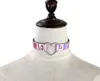 Trendy sexy punk gotico collana girocollo cuore collare olografico per le donne moda cintura in pelle regolabile festival gioielli GB358