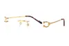 Wholesale-New Fashion Men Optical Frame Glasses Rimless Gold Metal Buffalo Horn Eyewear Cle Sunglasses occhiali lentes Lunette De Soleil