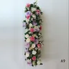 Artificial Flower Row Diy Wedding Centerpiece Road Guide Arch Decoration Party Romantisk dekorativ bakgrund