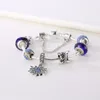 Atacado-pulseira 925 pulseiras de prata pandora para mulheres royal coroa pulseira azul cristal grânulos diy floco de neve jóias com coroa