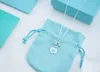 Neue solide 925 Sterling Silber Marke Mode Emaille Liebe blau Toggle Tag Anhänger Damen Halsketten Schmuck mit Original-Logo Tasche Geschenke6115705