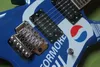 Guitarra elétrica PEPSI azul personalizada de fábrica com escala de pau-rosa Tremolo Chrome Hardwares Captadores HH oferecendo serviços personalizados