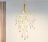 Art Designer LED Gold Branch Chandelier Handwork Gold Alu. Crystal Glass Water Drop Hanging Light Indoor Lighting Suspended Pendant Lamp