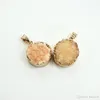 Gazelle Fashion Nature Stone Pendants Drusy Round Hot Sales Bezel Irregular Mix Color Onyx Charms Geode For Necklace