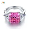 Peacock Star Solid 925 Sterling Silver Three Stone Luxury Ring 8 Carat Fancy Pink Created Diamante CFR8156 J1907162725