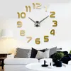 Reloj de pared con espejo 3D de gran número Gran diseño moderno Reloj de pared con fondo 3D DIY Sala de estar en casa Decoración de oficina Arte