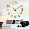 Wandklokken 3D Big Number Mirror Wall Clock Large Modern Design 3D Achtergrond Wall Clock Diy Home Living Room Office Decor Art