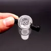 Black Handle Glass Bowl For Bong Hookahs Smoking With Honeycomb Screen Round ash catcher water pipe 14mm 18mm glass bowls