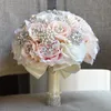 Luxury Silk Rose Bridal Bröllop Bouquet Kristaller Pärlor Beaded Rhinestones Bröllopsblommor Buketter Mode Supplies Ramo de Flores Novia