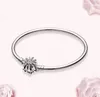 REAL S925 Sterling Silver Charms Armband Bangle Armband med Sparkling Star Clasp Fit For Pandora DIY Pärla Charm311f