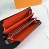 Top Quality New Colors Old Flower Letter with blue leather orange genuine Leather Zippy Around Wallet Men's Business Bag Hand2204