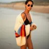 2019 mode coloré Patchwork Cardigans chandails femmes doux manches chauve-souris pull hauts début automne rayé pardessus Femme