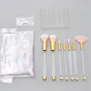 7 pièces pinceaux de maquillage à paillettes liquides vide cristal Transparent manche creux ensemble de brosses bricolage manuel Perfusion sable maquillage outils