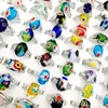 Newest 20 Pieces/lot Imitation glaze band Rings Mix Style Glass flower Designs fit Women's and Men fashion party charm gem Jewelry girl kid Gifts