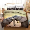 Bedding Sets 3D Animal Elephant Print Set Duvet Covers Pillowcases One Piece Comforter Bedclothes Bed Linen 08