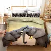 Conjuntos de cama 3D Animal Elephant Print Set Duvet Covers Fronhas One Piece Consolador Roupa de cama 085785402