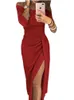 Mulheres Brilhantes Plus Size S-XXXL SLASH Pescoço Slit Vestidos Da Festa Da Noite Senhoras Sparkling Manga Longa Bodycon Night Club Dress