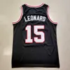 San Diego State University Kawhi Leonard #15 College Weiß Schwarz Retro-Basketballtrikot Herren genähte individuelle Trikots mit beliebiger Nummer und Namen
