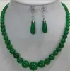 Smycken Hot Sälj Ny - Fast ShippingPretty Real Nature Green Jade Halsband Örhänge
