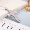 Nowy 925 Srebrna Znakomita Biblia Jezus Cross Cross Naszyjnik dla kobiet mężczyzn Crucifix Charm symulowany platynowa biżuteria diamentowa