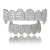 zircão Dentes novo cheio Grillz Superior Inferior ouro 18K cores Grills Dental Mouth vampiro Hip Hop Fashion Jóias Rapper Jóias