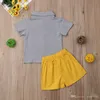 Moda Büyük / Küçük Kardeş Kardeş Eşleşen Yaz Giysileri Çocuklar Bebek Kız Erkek Setleri Kısa Kollu Fırfır Şort Kıyafetler 1-6Y Tops