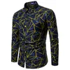 Fashion Men Stylish Slim Fit Floral Shirt Long Sleeve Dress Shirts Tops Male Button Down Geometry Shirt s Business Formal