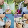 bolha de silicone viagens palha chá definido em saco com escova tubo de beber ecofriendly multi cor dobrável reutilizável