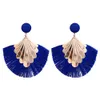 Wedding tassel earrings, bohemian fan tassel alloy hanging ladies bridesmaid stainless steel earrings