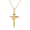 Color Cross Chain Men Crucifix Necklace Pendant Women Jesus Yellow Gold Filled Jewelry Perfect Gift