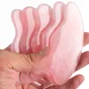 Jade Guasha Board Pink Natural Massage Stone Raschietto Gua Sha cinese per strumenti per la terapia della pressione di agopuntura del corpo della schiena del collo del viso