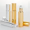 5ml 10ml Metal Roller Perfume Bottle Gold Silver Black Color Essential Oils Eye Cream Roll-on Glass Bottle HHA833