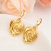 Dubai India Ethiopian Solid Gold Finish love heart Revolve set Jewelrysets for women Pendant Chain Earrings Bride Wedding