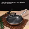 Poêle à frire en acier inoxydable 304 3 couches poêle à Steak d'oeuf antiadhésive cuisinière à Induction à gaz universelle outils de cuisine