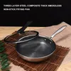 304 Stainless Steel Frying Pan 3-layer Non-stick Egg Steak Frying Pan Universal Gas Induction Cooker Kitchen Tools