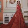 Red African Saoedi-Arabië een lijn Prom Celebrity Jurken 2020 One Shoulder Vestidos de Gala 3D Bloem Applicaties Avond Formele Feestjurken