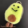 Leuke echte konijnenbont avocado speelgoed bont bal pompom tas charme sleutelhanger hanger gift