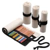 12ロールスクールペンシルバッグキャンバスペンカーテン大容量鉛筆バッグ画家の学生ロールペンバッグ