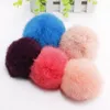 Real Rabbit Fur Ball Keychain Soft Fur Ball Lovely Gold Metal Key Chains Ball Pom Poms Plush Keychain Car Keyring Bag Earrings Accessories