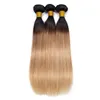 Indian Human Hair Extensions 1B/27 Straight Hair Bundles With 4X4 Lace Closure 4 Pieces/lot Straight Hair Extensions