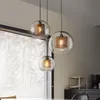 NEW Modern minimalist Nordic style Pendant Lamps bar bedroom personality decoration coffee shop glass ball single head lamp bronze Silver Grey